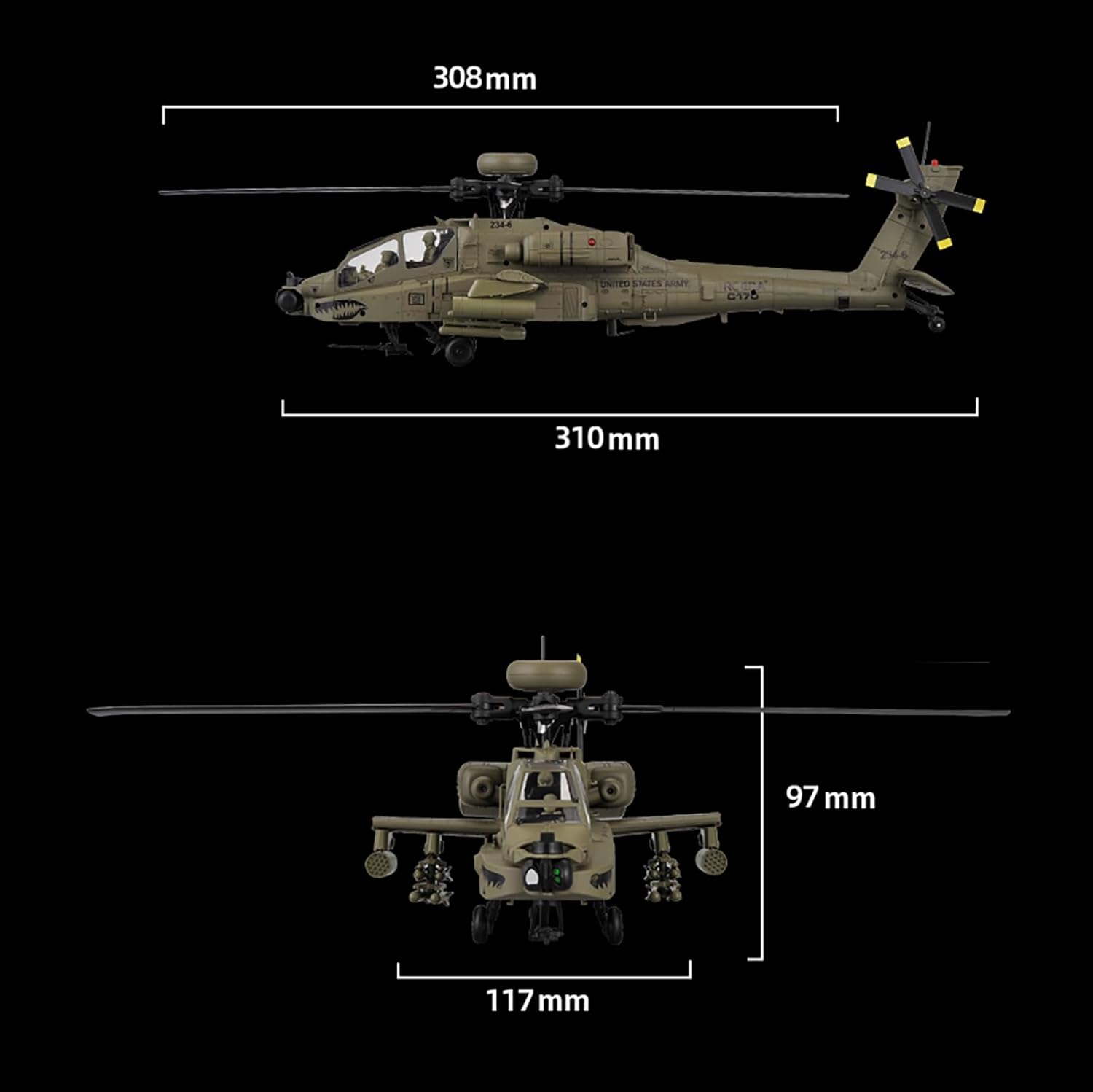 310MM 6CH C170 AH-64D Remote C - Rc Helicopter Large recension och pris